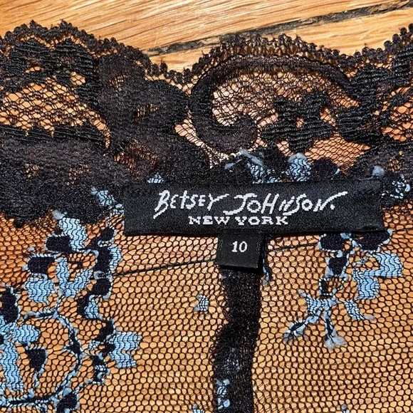 Rare Vintage Betsey Johnson lace coat 10 (fits like a 6) worn  1x black & blue - Picture 7 of 9